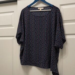MICHAEL Michael Kors Navy Patterned Short Sleeve Blouse